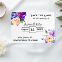  Purple Flowers Floral Save the Date
