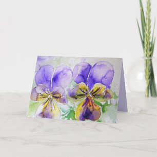 Purple Flowers Floral Viola Waterverf Art Kaart