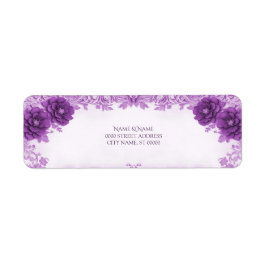 Purple Flowers Flourish Retouradres Label