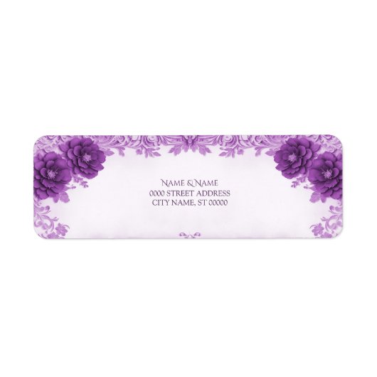 Purple Flowers Flourish Retouradres Label (Voorkant)