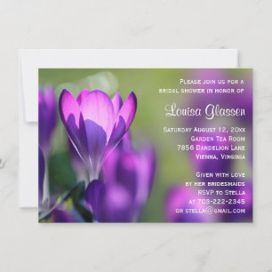 Purple Flowers Flower Bridal Shower Invitation Kaart