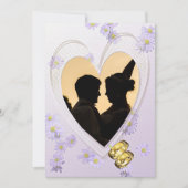 Purple Flowers, Foto van Heart Rehearsal Dinner Kaart (Voorkant)