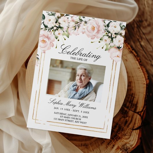 Purple Flowers Funeral Order of Service Programmakaart