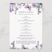 Purple Flowers Funeral Order of Service Programmakaart (Achterkant)