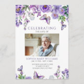 Purple Flowers Funeral Order of Service Programmakaart (Voorkant)