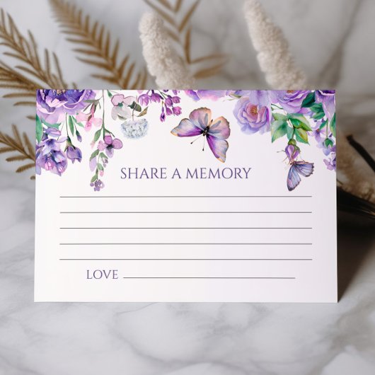 Purple Flowers Funeral Share a Memory Kaart