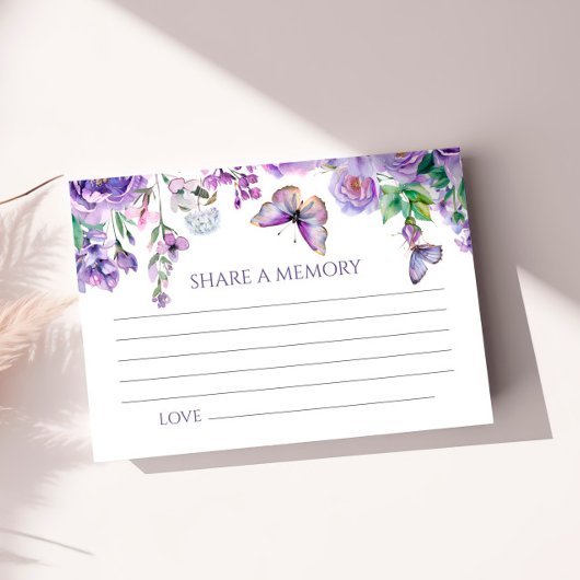 Purple Flowers Funeral Share a Memory Kaart
