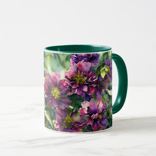 Purple Flowers Garden Floral Mok Cup (Voorkant rechts)