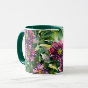 Purple Flowers Garden Floral Mok Cup
