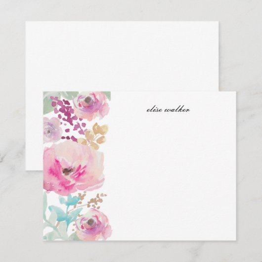 Purple Flowers | Gepersonaliseerde schrijfbenodigd Kaart (Voorkant / Achterkant)