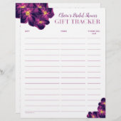 Purple Flowers Gift Tracker Log-Double Sided (Voorkant / Achterkant)