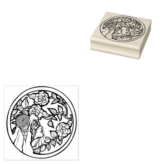 Purple Flowers Godin Rubberstempel (Gestempeld)