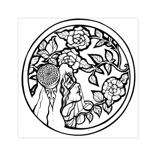 Purple Flowers Godin Rubberstempel (Afrduk)