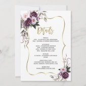 Purple Flowers Gold Hens Bachelorette Weekend Kaart (Achterkant)