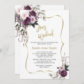 Purple Flowers Gold Hens Bachelorette Weekend Kaart (Voorkant / Achterkant)