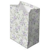 Purple Flowers Gold Stars Moons Baby Shower Medium Cadeauzakje (Voorkant Gekanteld)