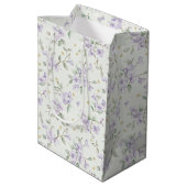 Purple Flowers Gold Stars Moons Baby Shower Medium Cadeauzakje (Achterkant Gekanteld)
