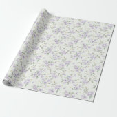 Purple Flowers Gold Stars Moons Birthday Cadeaupapier (Uitgerold)