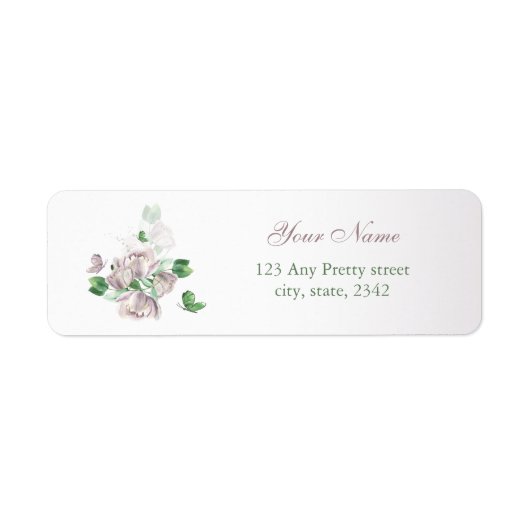 Purple Flowers Green Leaves Retour Adres Label (Voorkant)