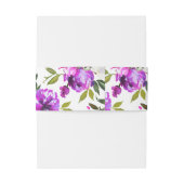 Purple Flowers & Greenery Invitation Belly Band Uitnodigingen Wikkel (Achterkant Voorbeeld)