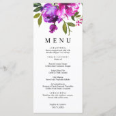 Purple Flowers & Greenery Leves Floral Wedding Menu (Voorkant)