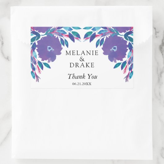 Purple Flowers Handbeschilderd Rechthoekige Sticker (Tas)