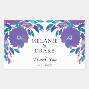 Purple Flowers Handbeschilderd Rechthoekige Sticker