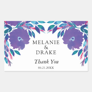 Purple Flowers Handbeschilderd Rechthoekige Sticker