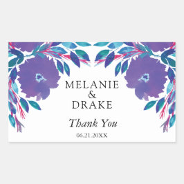 Purple Flowers Handbeschilderd Rechthoekige Sticker