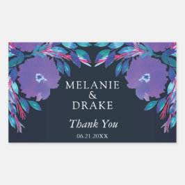 Purple Flowers Handbeschilderd Rechthoekige Sticker