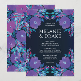 Purple Flowers Handbeschilderd Weddenschap Kaart