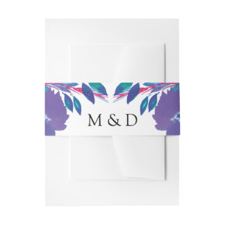 Purple Flowers Handbeschilderde Invitation Belly B Uitnodigingen Wikkel