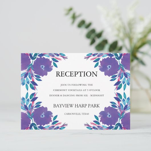 Purple Flowers Handbeschilderde Kaart van de Ontva (Staand voorkant)