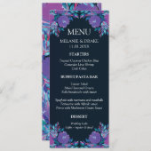 Purple Flowers Handbeschilderde Menu Kaart (Voorkant / Achterkant)