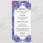 Purple Flowers Handbeschilderde Menu Kaart (Voorkant / Achterkant)