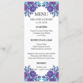 Purple Flowers Handbeschilderde Menu Kaart