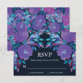 Purple Flowers Handbeschilderde RSVP-kaart Kaart (Voorkant / Achterkant)