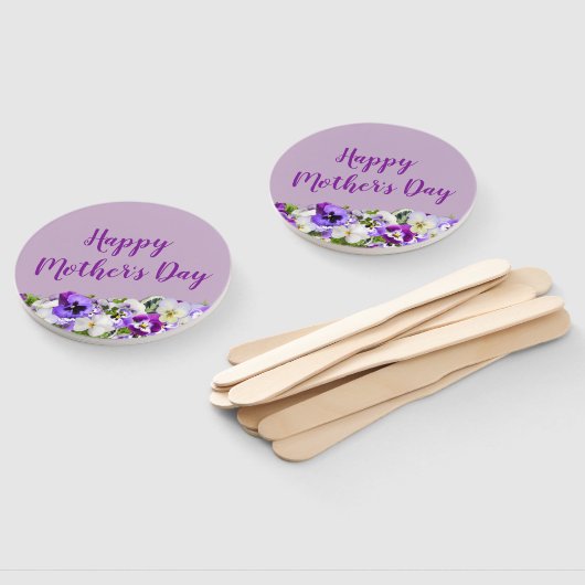 Purple Flowers Happy Moederdag Handwaaier (Niet-gemonteerd)