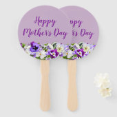 Purple Flowers Happy Moederdag Handwaaier (Voorkant en achterkant)