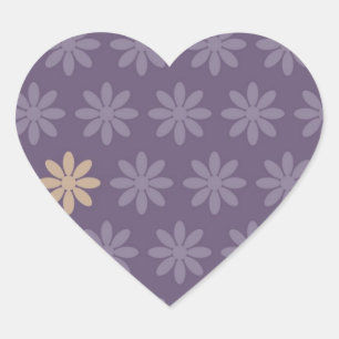 Purple Flowers Hart Sticker