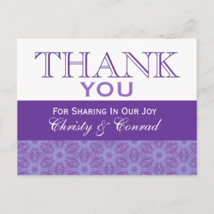 Purple Flowers Hartelijk dank voor uw bruiloft G20 Briefkaart