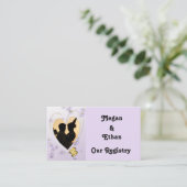Purple Flowers, Heart, Gold Rings Registry Kaart (Staand voorkant)