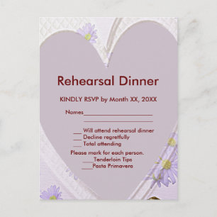 Purple Flowers, Heart, RSVP-repetitie Uitnodiging Briefkaart