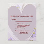 Purple Flowers Heart Weddenschap Dinner RSVP Brief Uitnodiging Briefkaart (Voorkant)