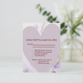 Purple Flowers Heart Weddenschap Dinner RSVP Brief Uitnodiging Briefkaart (Staand voorkant)