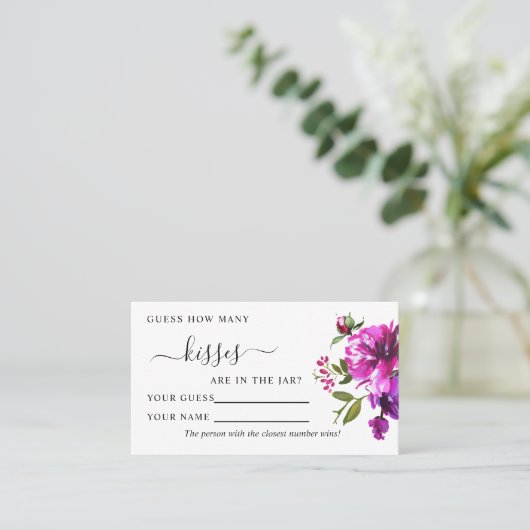 Purple Flowers Hoeveel Kissers spelen kaarten Plaatskaartje (Staand voorkant)