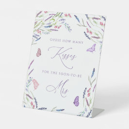 Purple Flowers Hoeveel Kisses Vrijgezellenfeest sp Reclamebord Met Voetstuk