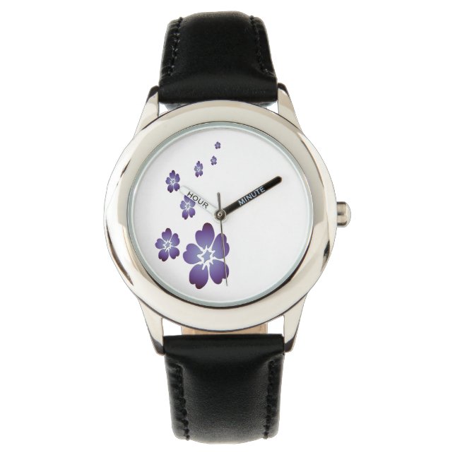 Purple Flowers Horloge (Voorkant)