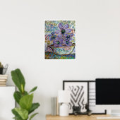 Purple Flowers in een Bowl Impressionisme Print (Thuiskantoor)