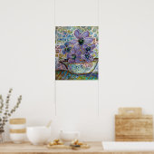 Purple Flowers in een Bowl Impressionisme Print (Keuken)